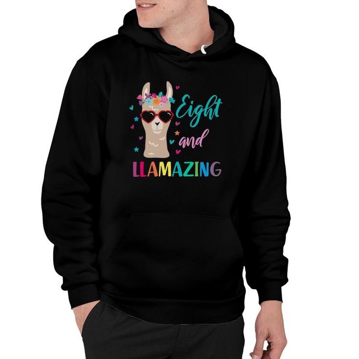 Llama Birthday  Outfit For Girls Eight And Llamazing Hoodie