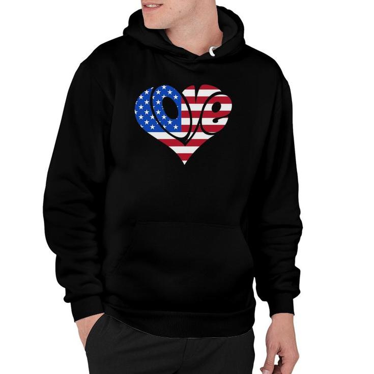 Love American Flag Hearts  4Th Of July Cute Graphic Hoodie