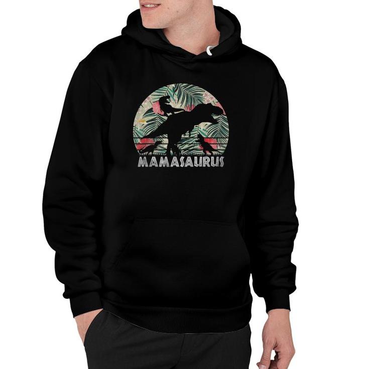 Mamasaurus Mothers Day - Floral Dinosaur 3 Kids Mother Gift Hoodie
