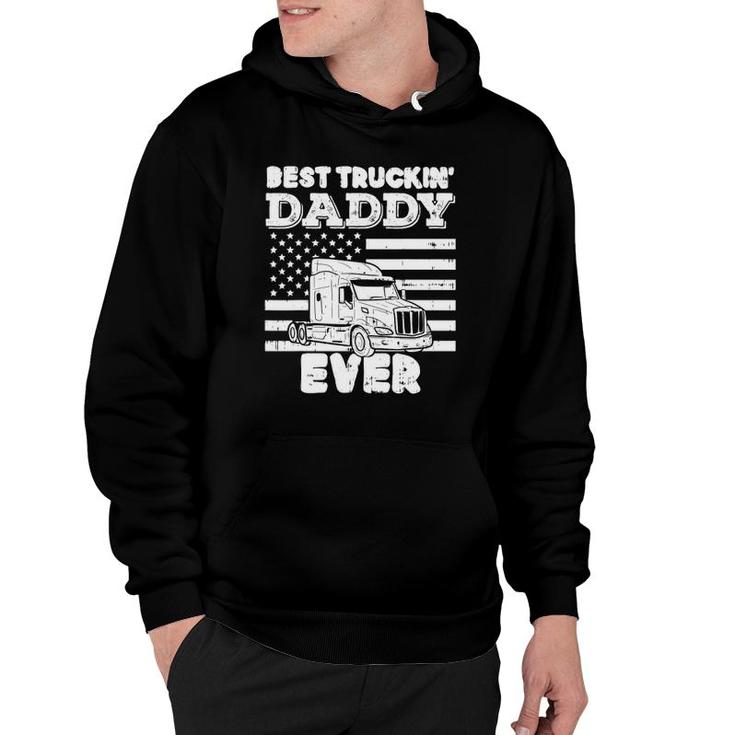 Mens American Flag Best Truckin Daddy Truck Driver Trucker Gift Hoodie