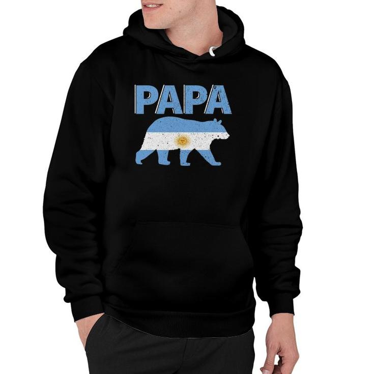Mens Argentina Flag Papa Bear Argentinian Dad Father's Day Gift Hoodie
