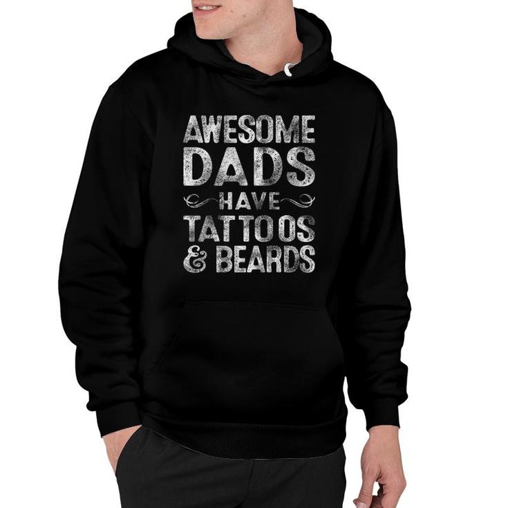 Mens Awesome Dads Have Tattoos & Beards Bearded Dad Father's Day Hoodie