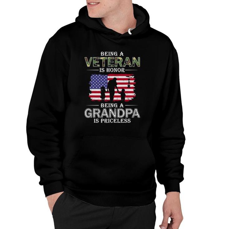 Mens Being A Veteran Is Honor Grandpa Is Priceless Hoodie