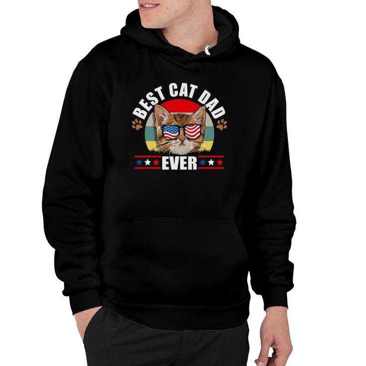 Mens Best Cat Dad Ever Cat Father Father Day Patriotic Men Hoodie