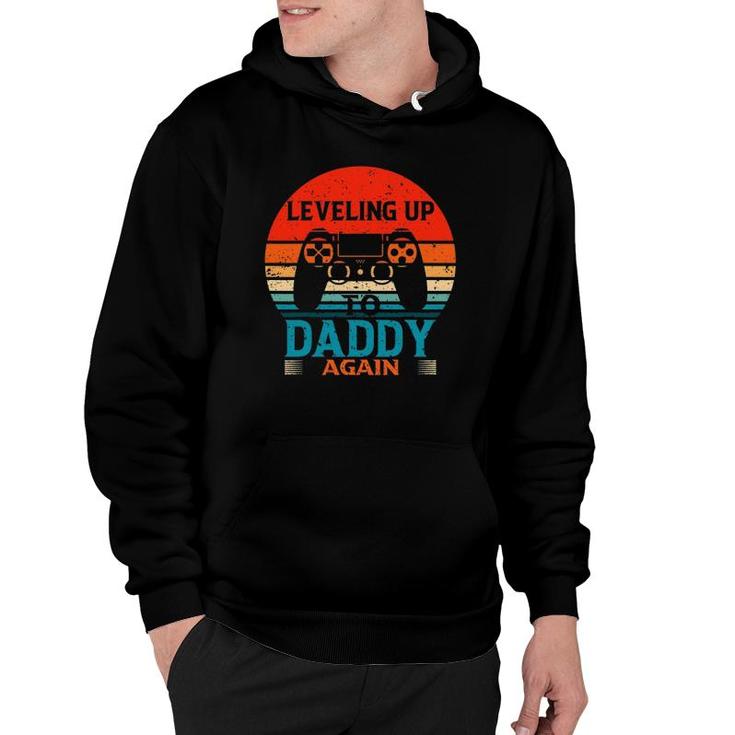 Mens Funny Leveling Up To Daddy Again Father's Day Vintage Hoodie