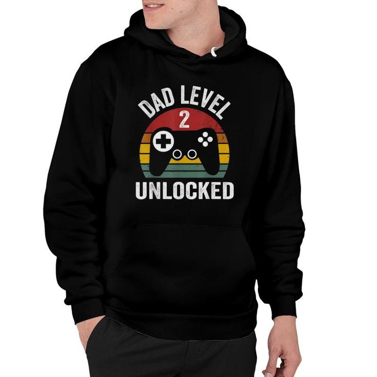 Mens Funny New Dad  Dad Level 2 Unlocked For 2 Kids Gaming Hoodie