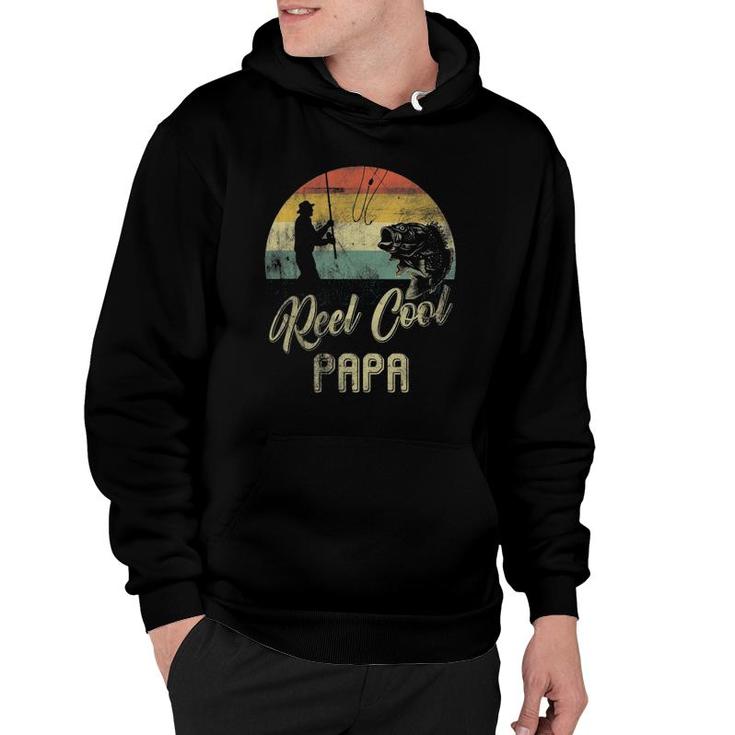 Mens Funny Vintage Reel Cool Papa Fish Fishing Father's Day Hoodie