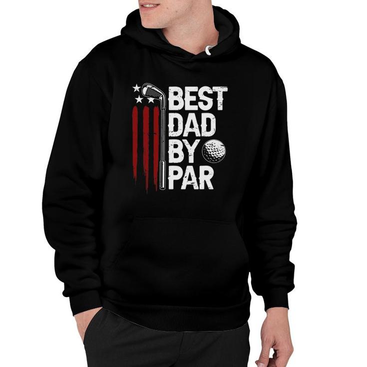 Mens Golf Best Dad By Par Daddy Golfer American Flag Father's Day Hoodie