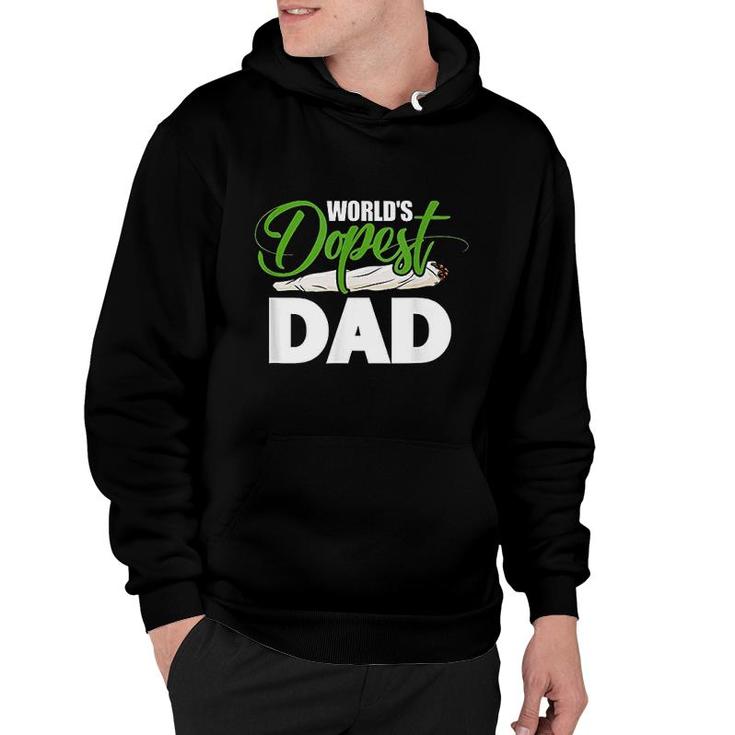 Mens Green White Worlds Dopest Dad Cannabis Marijuana Weed Funny Fathers Day  Hoodie