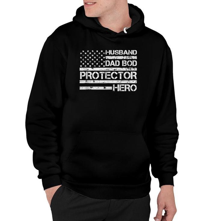 Mens Husband Daddy Protector Hero Fathers Day Funny Dad Bod Hoodie