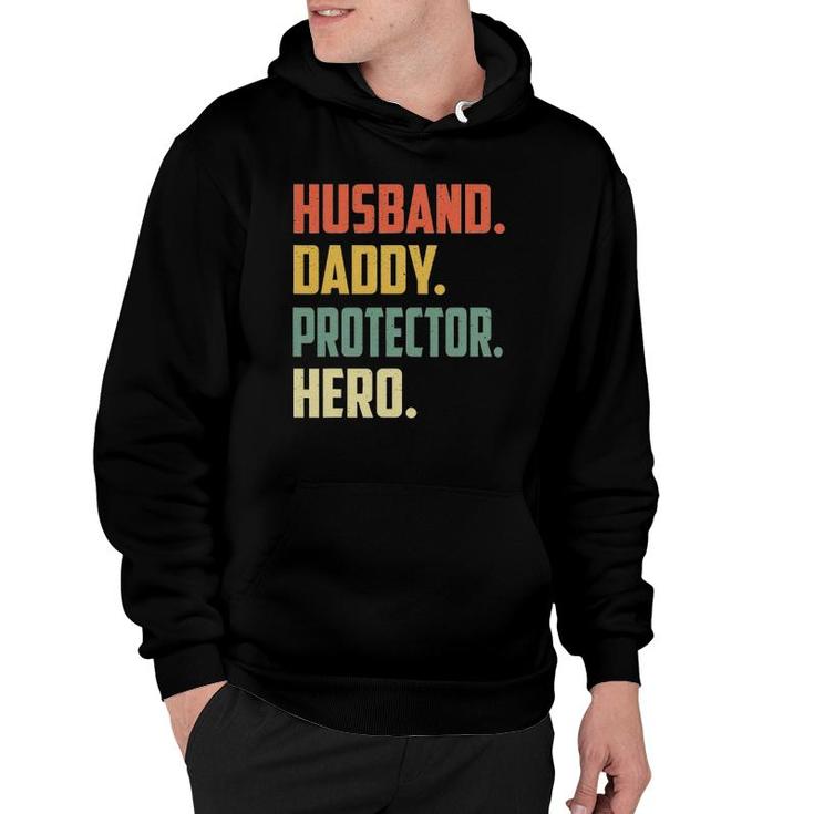 Mens Husband Daddy Protector Hero  Vintage Colors Hoodie