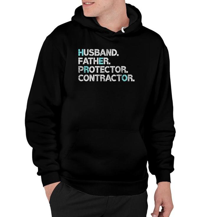 Mens Husband Father Protector Contractor Gift Dad Funny Hoodie