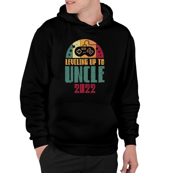 Mens Leveling Up To Uncle 2022 Retro Pregnancy Reveal Gamer Gift Hoodie