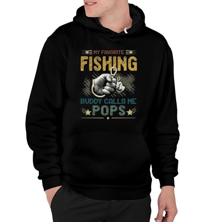 Mens Mens My Favorite Fishing Buddy Calls Me Pops Fathers Day Hoodie