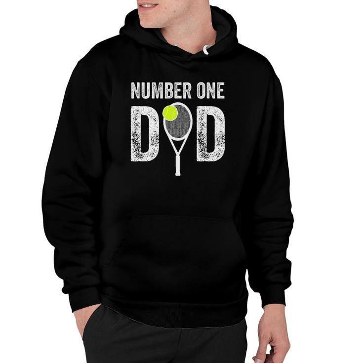 Mens Number One Daddy Funny Gift From Son Daughter 1 Tennis Dad Hoodie
