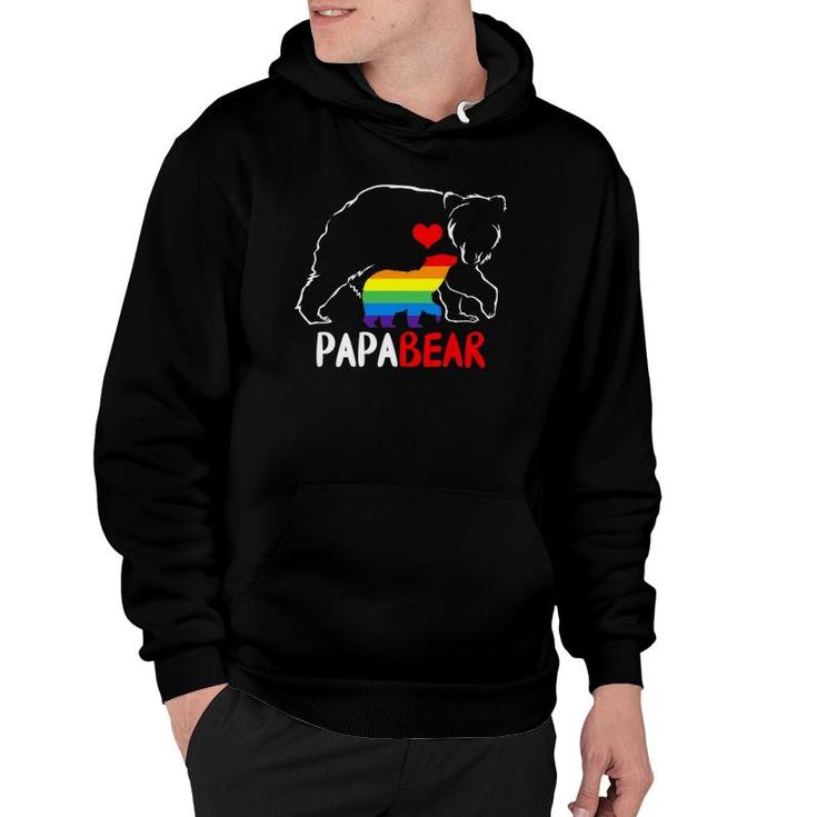 Mens Papa Bear Proud Dad Daddy Rainbow Flag Lgbt Pride Father Day Hoodie
