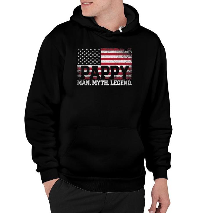 Mens Pappy The Man Myth Legend American Flag Father's Day Hoodie