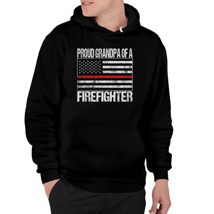 Mens Proud Grandpa Of A Firefighter Fireman Support Red Line Flag Hoodie