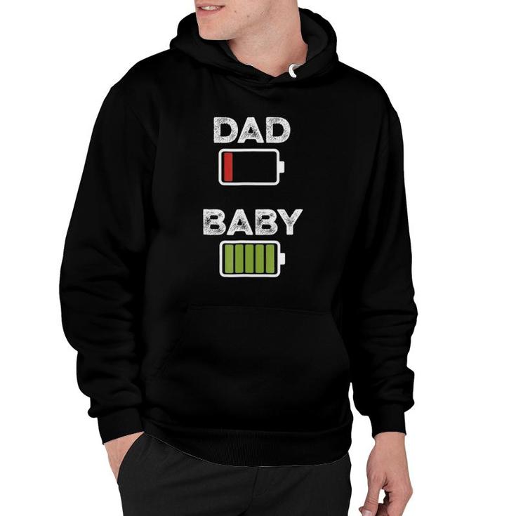 Mens Tired Dad Low Battery Baby Full Charge Funny Hoodie