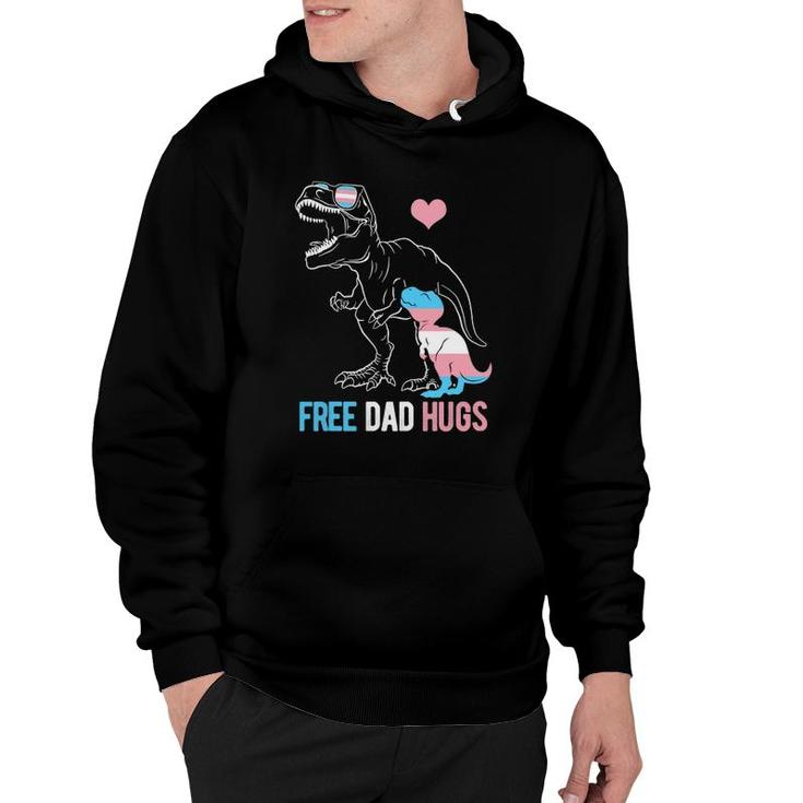 Mens Trans Free Dad Hugs Dinosaur Rex Daddy Transgender Pride Hoodie