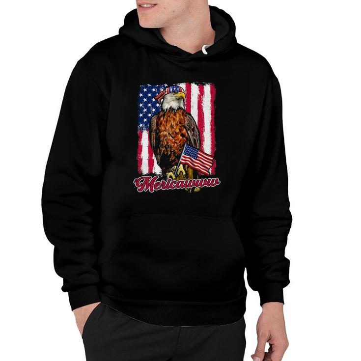 Mericawww Eagle Happy 4Th Of July American Independence Day Hoodie