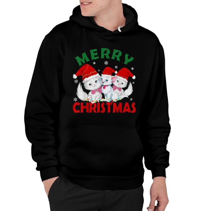Merry Christmas Three Sweet Cats For All Cats Cat Xmas Hoodie