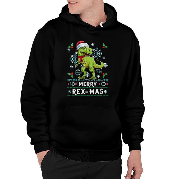 Merry Rex-Mas Christmasrex Dinosaur Ugly  Knit Hoodie