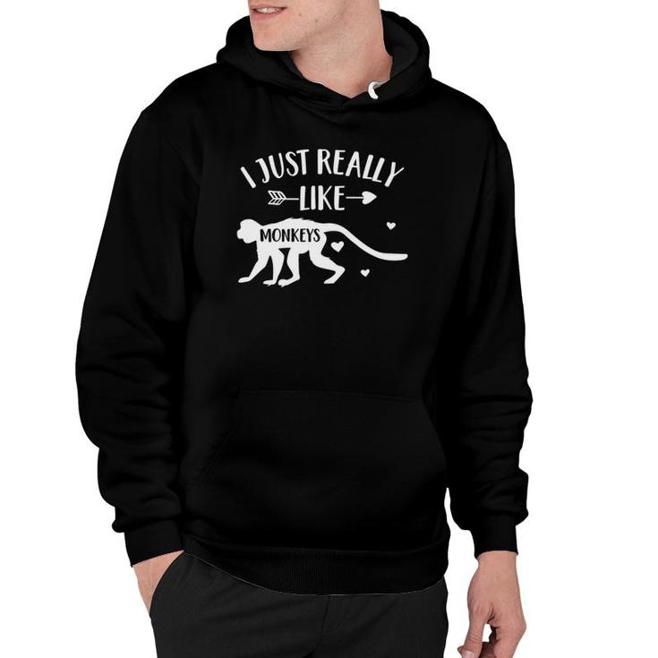 Monkey Lover Gift 'I Just Really Like Monkeys' Funny Monkey Hoodie Monkey Lover Gift 'I Just Really Like Monkeys' Funny Monkey Hoodie