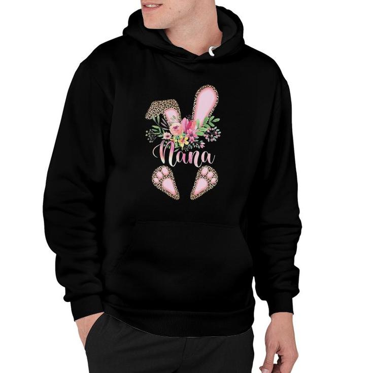 Nana Bunny - Floral Leopard Nana Happy Easter Mother's Day Hoodie