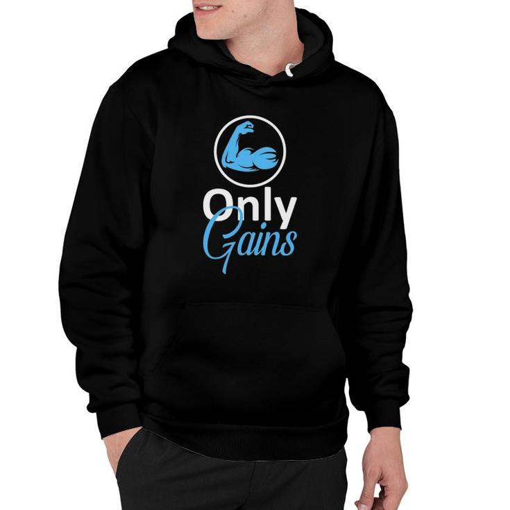 Only Gains Funny Gym Fitness Workout Parody Hoodie
