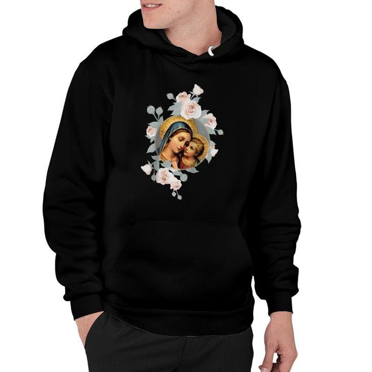 Our Lady Of Good Remedy Blessed Mother Mary Art Catholic Raglan Baseball Tee Hoodie