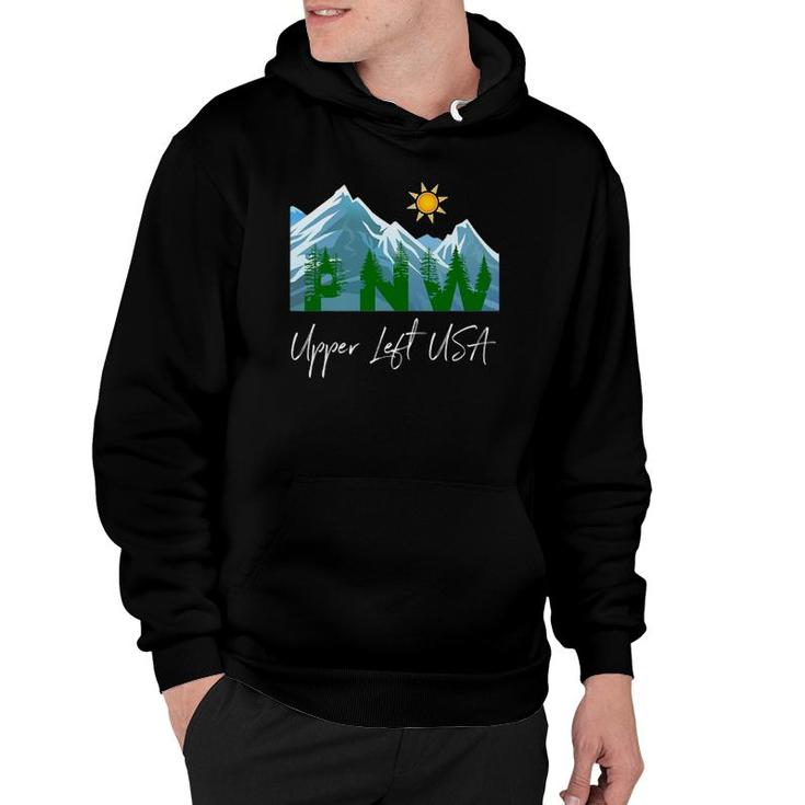 Pacific Northwest Pnw Pine Trees Mountains Upper Left Usa Hoodie