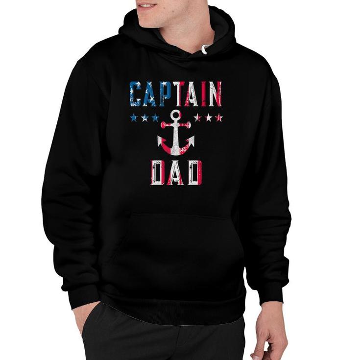 Patriotic Captain Dad American Flag Boat Owner 4Th Of July Hoodie