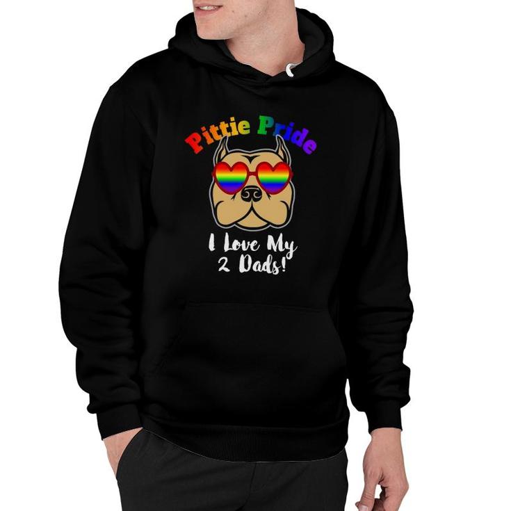 Pitbull Gay Pride I Love My 2 Dads Pittie Pride Lbgt Gift Hoodie
