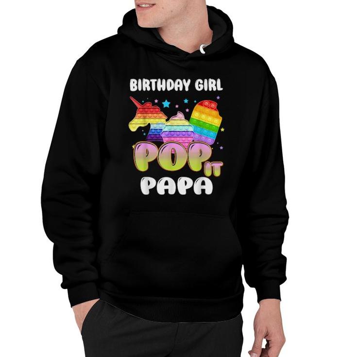 Pop It Papa Of The Birthday Girl Unicorn Ice Cream  Hoodie