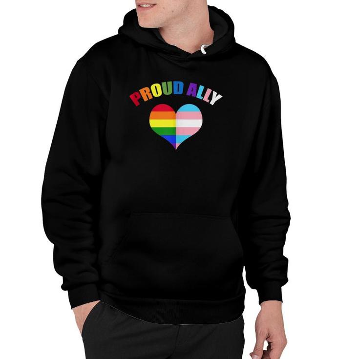 Proud Ally Lgbt-Q Gay Pride Transgender Heart Rainbow  Hoodie