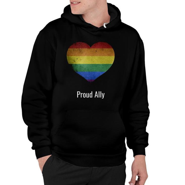 Proud Ally Rainbow Vintage Lgbtq Gay Pride Parade Women Men  Hoodie