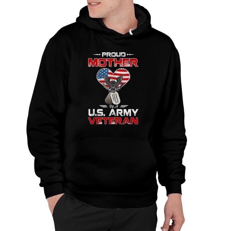 Proud Mother Of A Us Army Veteran American Flag Heart And Dog Tags Version Hoodie