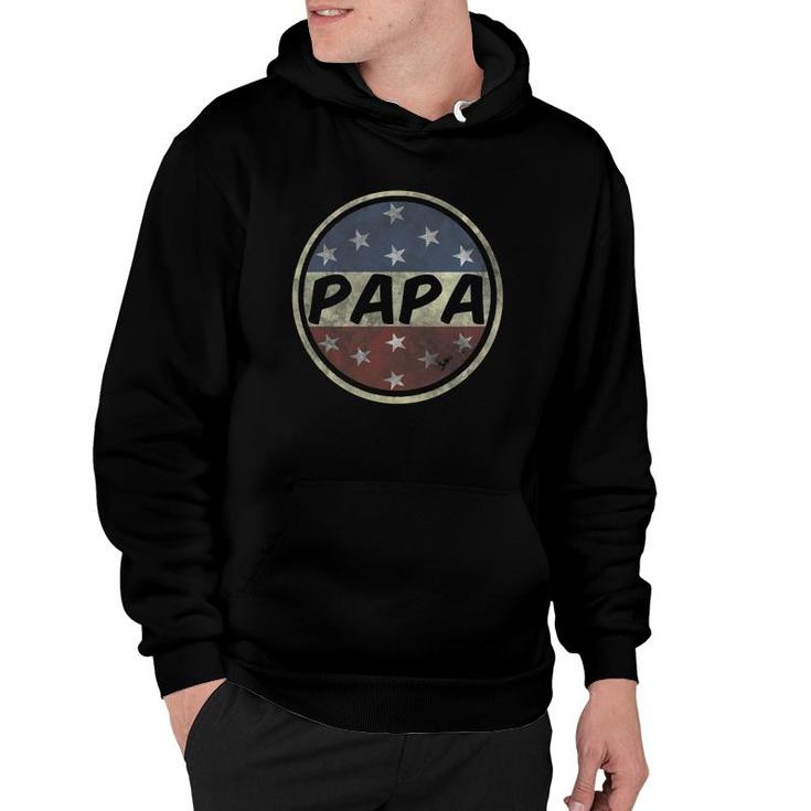 Proud Papa Father's Day American Flag Button 4Th Of July Hoodie