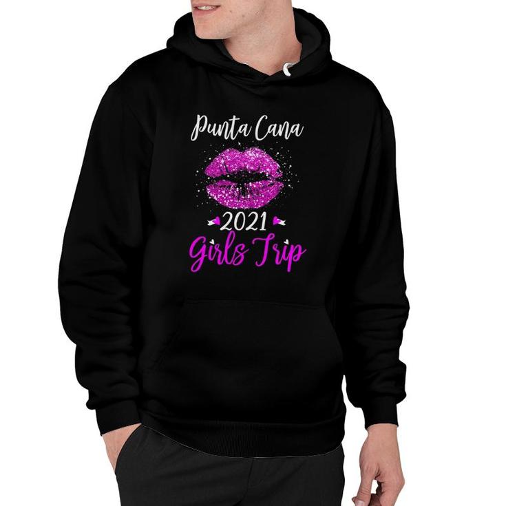 Punta Cana Girls Trip 2021 Vacation Gift Pink Lips Hoodie
