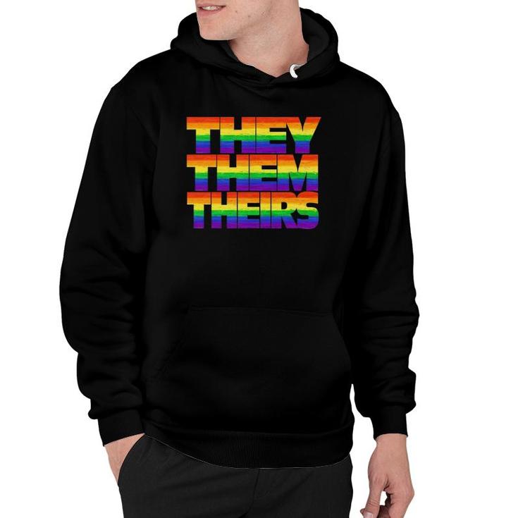 Rainbow They Them Theirs Pronoun Non-Binary Gender Hoodie
