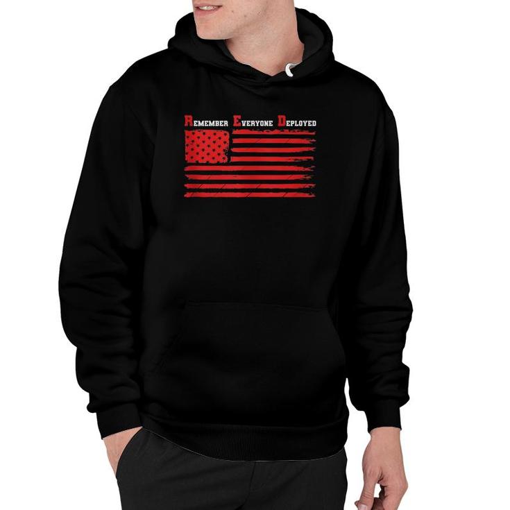RED Flag Remember Everyone Deployed - Support The Troops  Hoodie