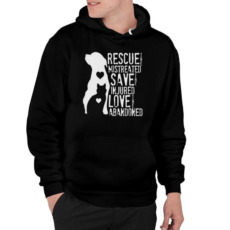 Rescue, Save, Love Animal Rescue, Dog Lover Cat Lover Hoodie