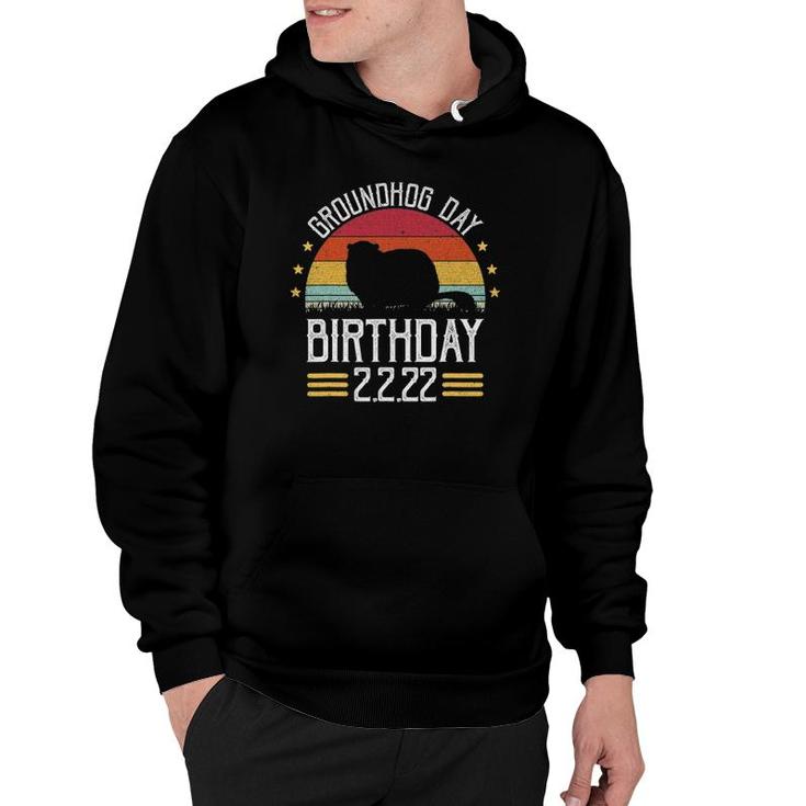 Retro Groundhog Day Birthday 2222 Party February Groundhog Hoodie