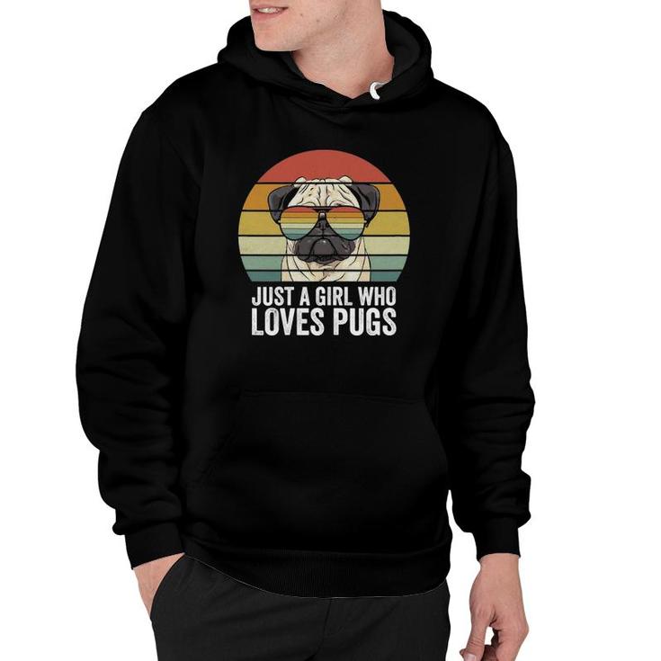 Retro Just A Girl Who Loves Pugs Funny Pug Dog Gifts Hoodie