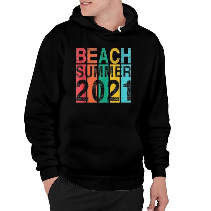 Retro Vintage Beach Vacation Summer 2021 Sunset Stripe Wear  Hoodie