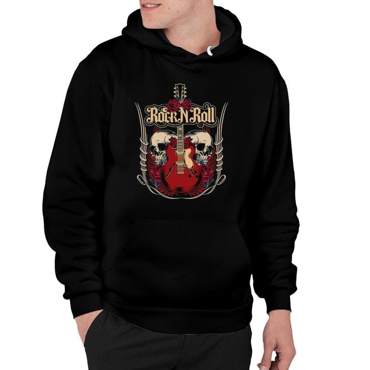 Rock And Roll For Women Rock N Roll For Men Skull And Roses Hoodie