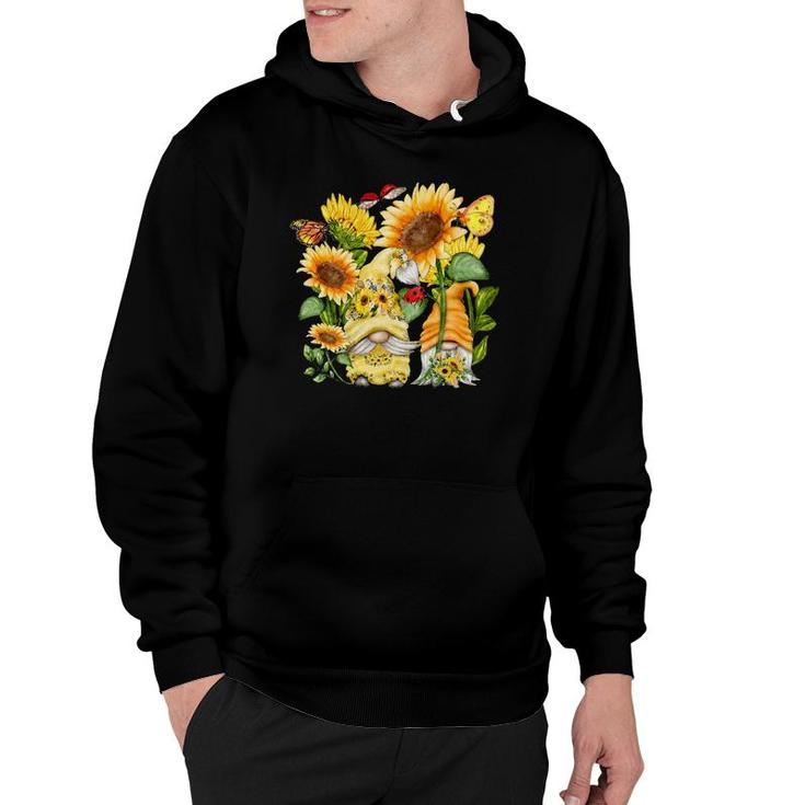 Sunflower Gnome Butterfly & Ladybug For Gardeners - Floral Hoodie