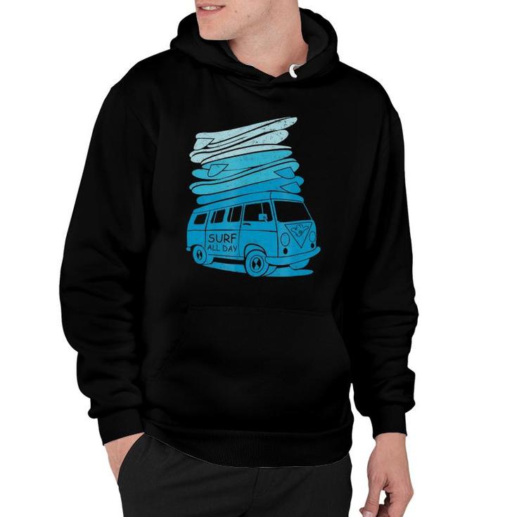 Surf All Day Vintage Style Graphic Hoodie