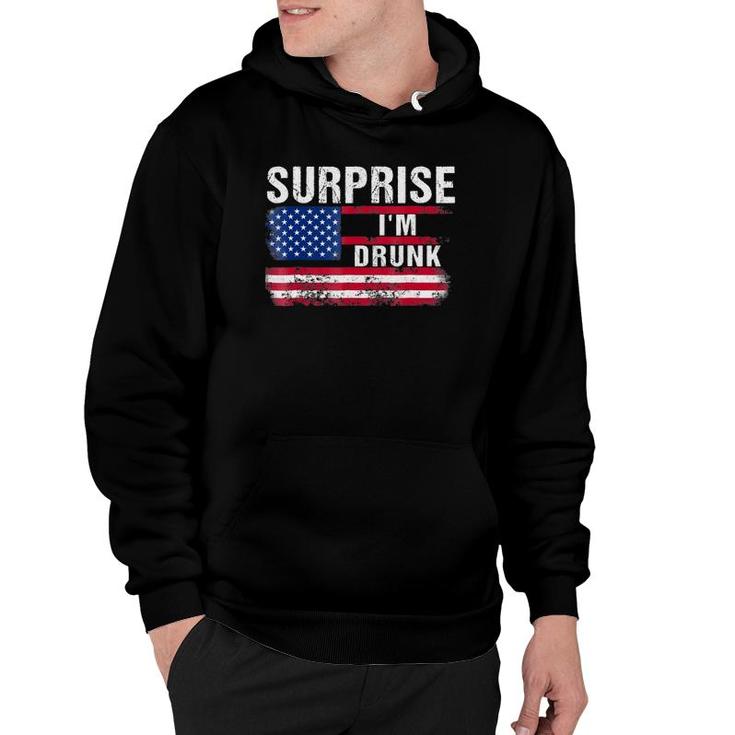 Surprise I'm Drunk Funny American Flag Drinking Hoodie